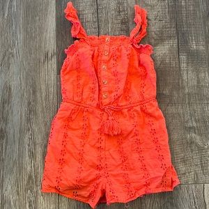 Japna Girls coral eyelet romper. Size 10. Like new. Comfy and beautiful